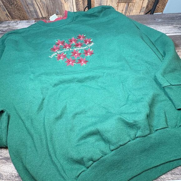 Grandma Sweatshirt – Green Crewneck with Floral Embroidery “Love Blooms in Grand - Picture 1 of 5